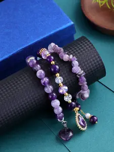 3pcs Natural Amethyst Jewelry Set, Healing Amethyst Necklace Bracelet Combo, Elegant Gift for Women, Perfect for Special Occasions
