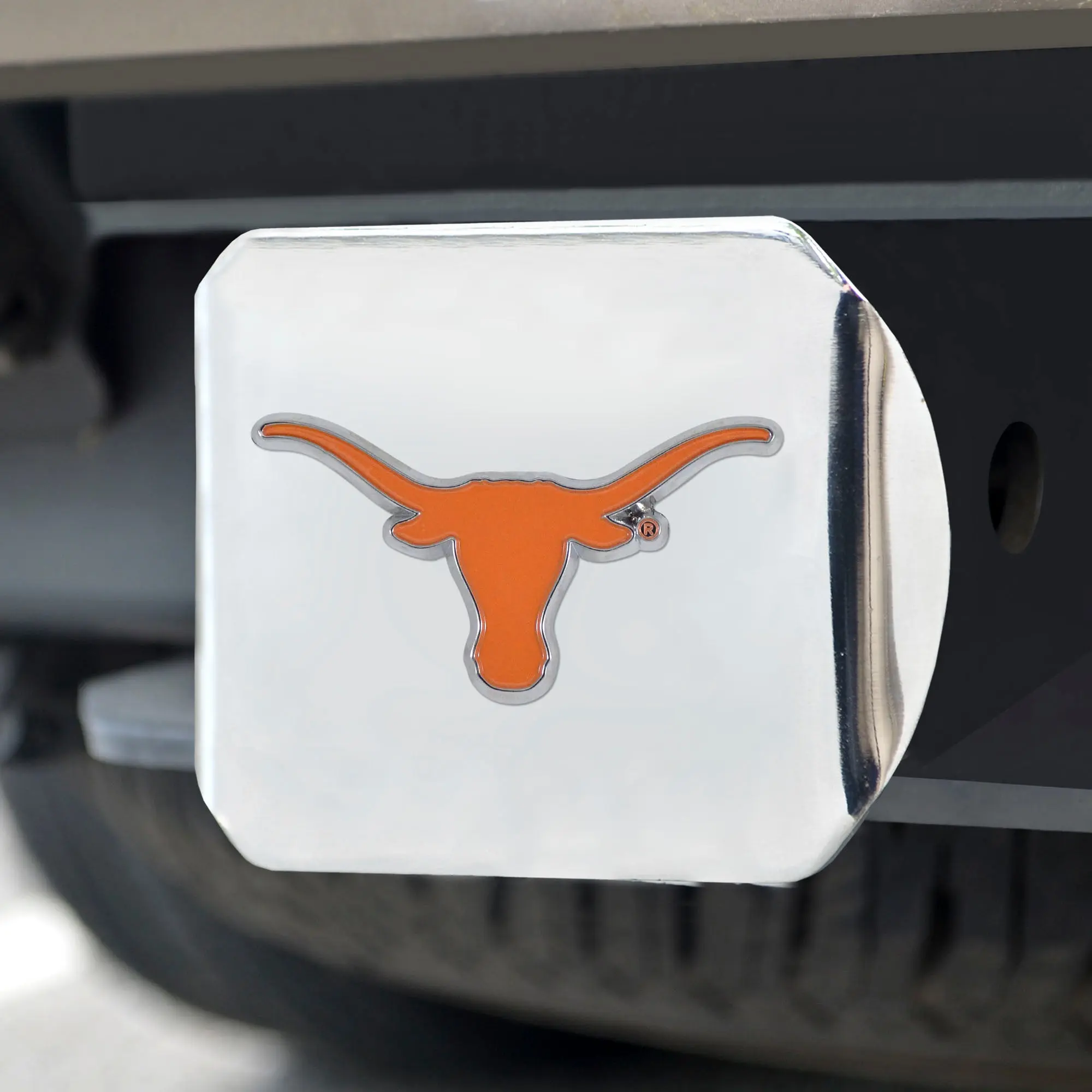 Texas Longhorns Color Emblem On Chrome Hitch