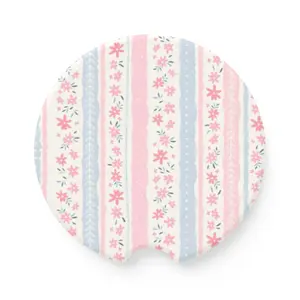 Coquette Floral Love Shack Soapstone Car Coaster, Cute Bow Cup Holder Coaster, Absorbent Stone Car Coaster, Girly Car Accessories, Aesthetic Car Decor