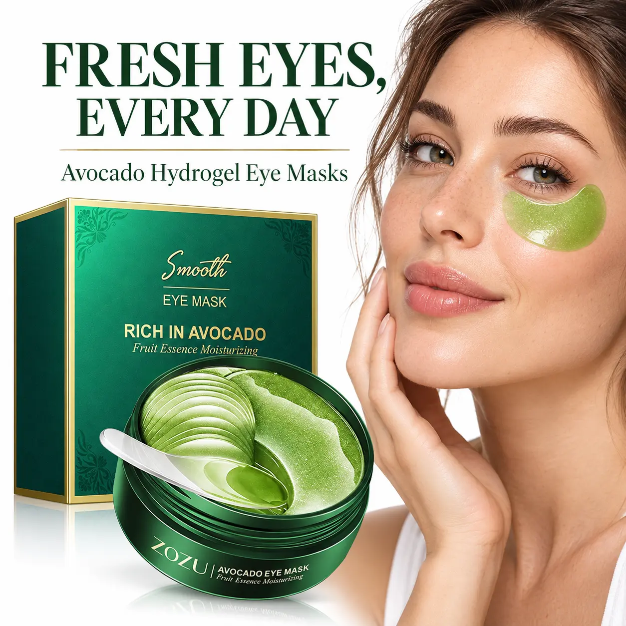 Avocado Hydrogel Under Eye Masks, Moisturizing Nourishing Eye Patches for Dark Circles Puffiness Dry Under Eyes, Hydrating Fruit Essence Soothing Eye Care Pads, Daily Overnight Under Eye Skincare Treatment for Women & Men All Skin Types improvement