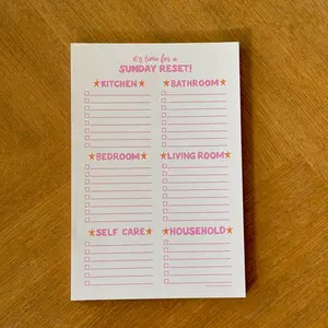 SUNDAY RESET CHECKLIST NOTEPAD by peachcreamprints Weekly Planner Planner Notebook Doodle Typography Calendar Office Stationery Supplies
