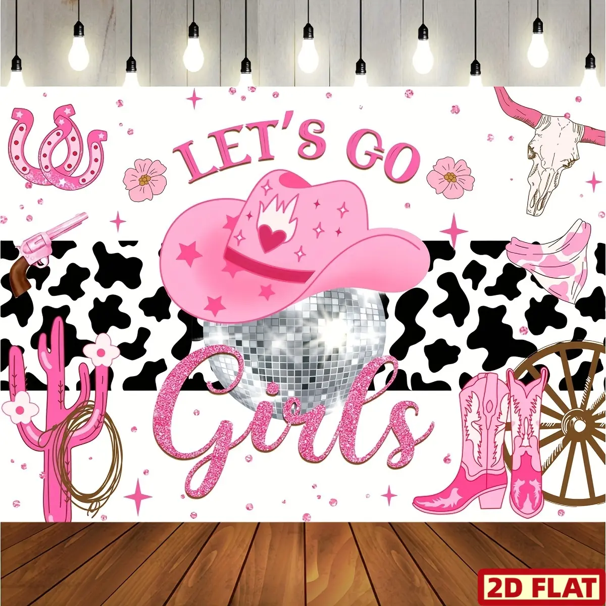 2D Flat Banner, 1pc Cowgirl Backdrop - Polyester Material, Easy-To-Hang, Reusable, Party Background Decoration, Photo Booth Prop, Disco Party Decor, Party Decorations Banners, Birthday, Bachelorette Party, Room Decoration, Party Decor Supplies