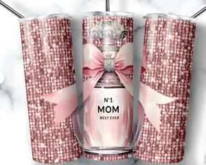 Mothers' Day 20oz Tumbler - World's Best Mom Tumbler with Decorative Design and Ribbon - Drinkware Cup Portable