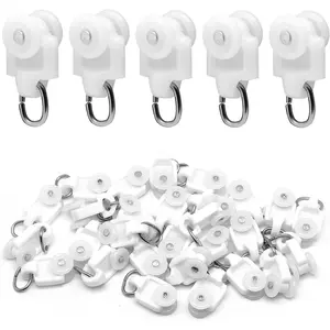 30 count Curtain Glider Hooks,Mute Wheel Rollers Track Rail Runner,Ball Pulley Windows Shower Curtain Tracks for Ceiling Drapes Room Dividers