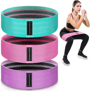 Set of 3 Resistance Bands - Ideal for Men and Women - Thick Elastic Fabric Fitness Bands for Leg, Glute, and Hip Muscle Training - Stretchable Glute Band, Suitable for Gym and Home Workouts, Squats, and Yoga