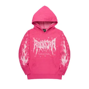 Keshay Pink Graphic Knit Hoodie