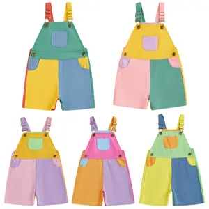 Imcute 90's Style Toddler Overalls Shorts Babby Boy Girl Suspender Romper Contrast Color Sleeveless Jumpsuit with Adjustble Shoulder Strap Shorts 6M-4Y