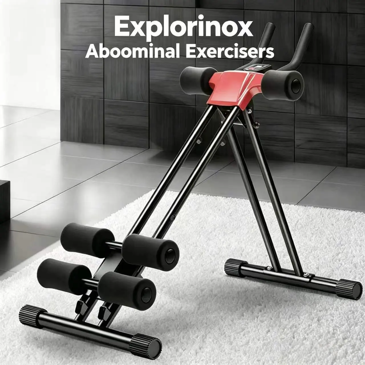 Explorinox Foldable Exercise Roller - Adjustable Home Fitness Device, Portable Motion Trainer for Core Ab Training, Abs at Home, Bodyweight Training, Workouts for Flat Tummy, Fitness for Everyone, Lcd Monitor
