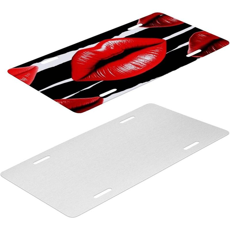 Personalized License Plate Frames Car Front License Plate Cover Red Lips Kiss Rust-Proof Aluminum Holder 6x12 Inch Universal US Standard