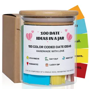 100 Date Ideas In A Jar Date Night Ideas Color Coded Date Ideas Budget-friendly Date Jar Wedding/Anniversary/Bridal Shower/Newlyweds Gifts for Couples, pure
