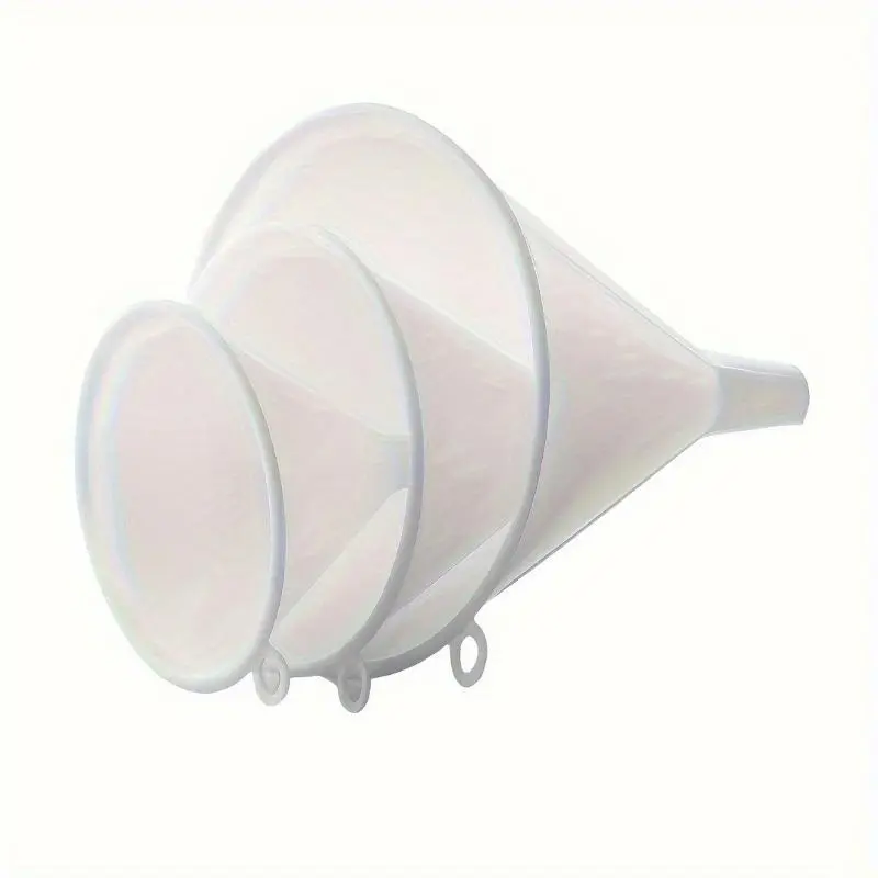 3pcs, Funnel, Plastic Funnel Set, Large, Medium, And Small Kitchen Funnels For Filling Bottles, Food Grade Cooking Funnel Set, Oil Funnel, Kitchen Accessaries, Baking Tools