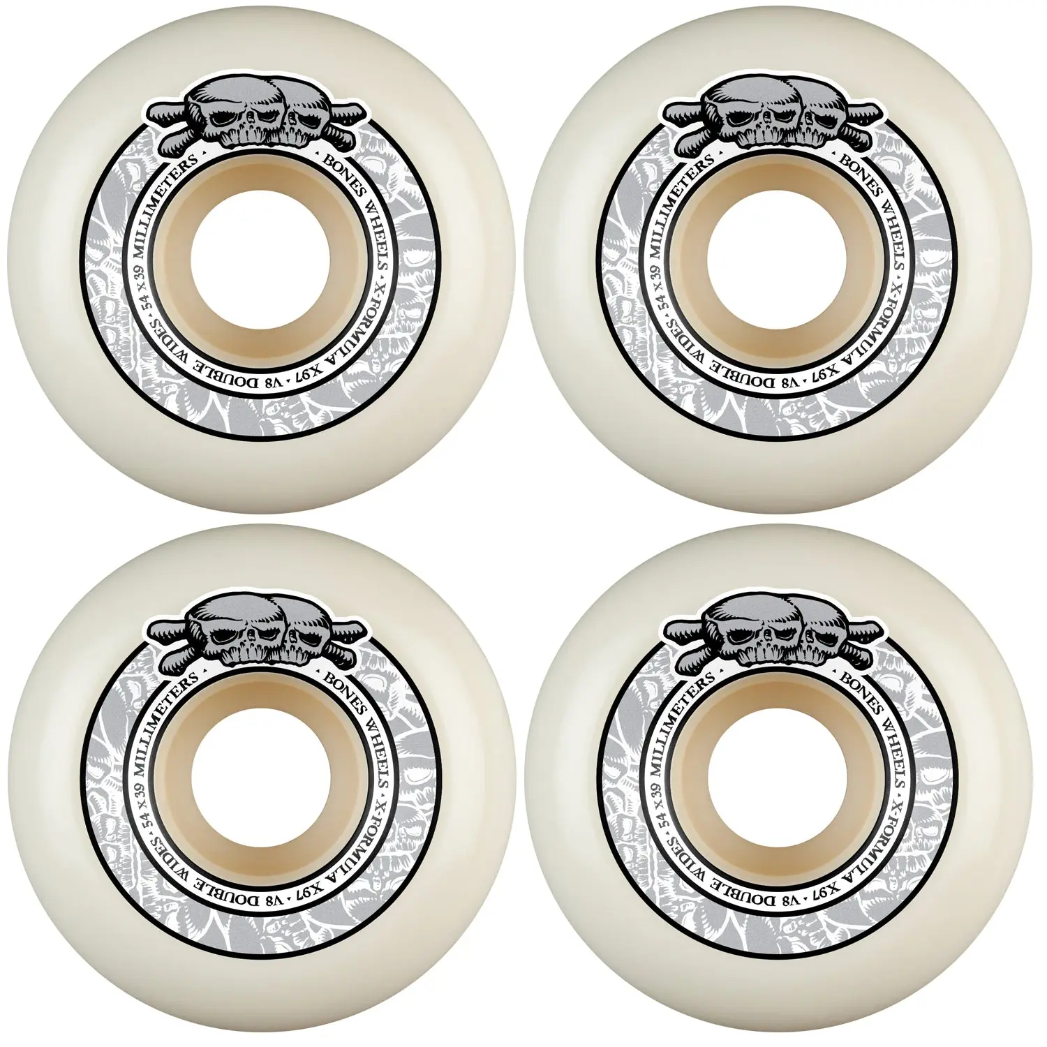 Bones Skateboard Wheels 54mm 97A X-Formula V8 Double Wides