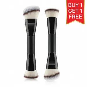 Double-Ended Makeup Brush 2-in-1 Foundation & Contour Brush with Soft Synthetic Bristles for Liquid Cream & Powder Products Buy 1 Get 1 Free