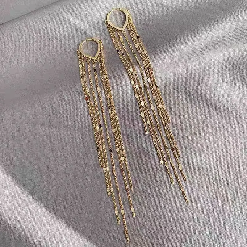 Gold Plated Long Tassel Earrings for Women,Trendy Jewelry, Perfect for Music Festivals And Parties, Suitable for Gifting