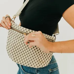 The Westlyn Woven Bum Bag Checkered Gray