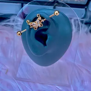 Butterfly Industrial Bar for Earlobe Cartilage Piercings Silver Animal Body Jewelry Pink Summer Accessories Gold Earrings Women’s Straight Barbells