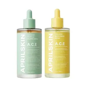 [APRILSKIN Official] A.C.E. 3-SECOND Soothing & Brightening Serum Duo: Mugwort Centella Serum & Vita Kojic Serum | Mugwort + Centella Dual Calming | Vitamin C + Kojic Complex