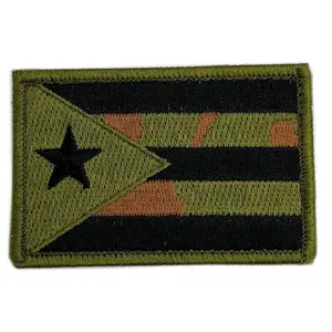 Camo Puerto Rico 2PC State Flag Hook Fastener Patch 3x2 Inch for Uniforms and Gear