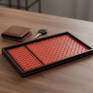 Keffiyeh Pattern EDC Valet Tray - 3D Printed Shemagh Design Catchall - Red and Black Cultural Heritage Desk Organizer - Middle Eastern Decor Gift - Pocket Dump Tray