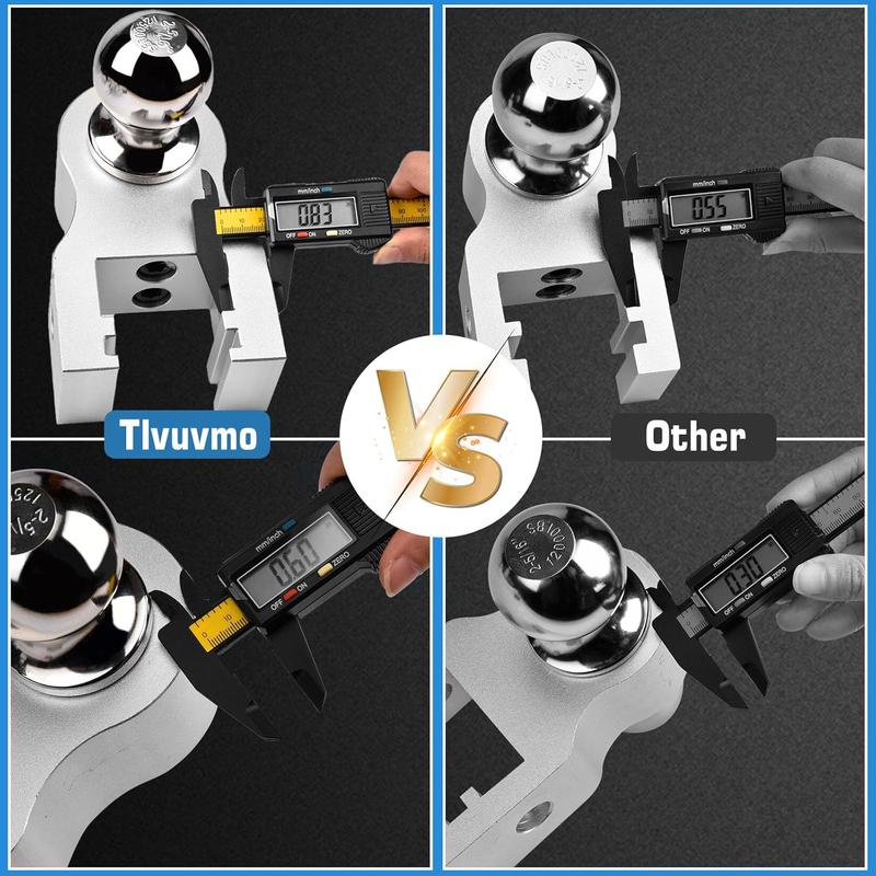 Adjustable Trailer Hitch, 8 Inch Drop Hitch Ball Mount (Fits 2-Inch Receiver), 12,500 LBS GTW, (2" & 2-5/16") Chrome Plated Steels Balls, Aluminum Tow Hitches with Two Anti-Theft Pins Locks