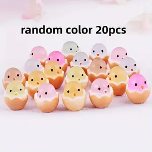 20 Mini Eggshell Chicken Set, Glowing Resin Eggs, Small Animals Glow in Dark, Easter Gift, Perfect Party Supplies for Kids, Party Favor Packs