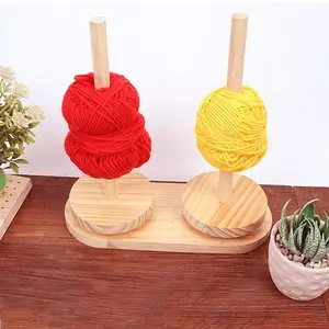 Wooden Yarn Spool Rotating Knitting Tool Rack, Round Column Rotation Stand, Storage Organizer, Handcrafted Wooden Craft Supplies, Wooden Yarn Holder