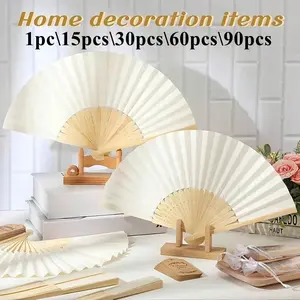 Handheld Folding Fan Set, with Cloth Bag and Tags, Perfect for Wedding Bride Gifts, DIY Decorations, Decoration Items, Valentine's Day, Party Favors