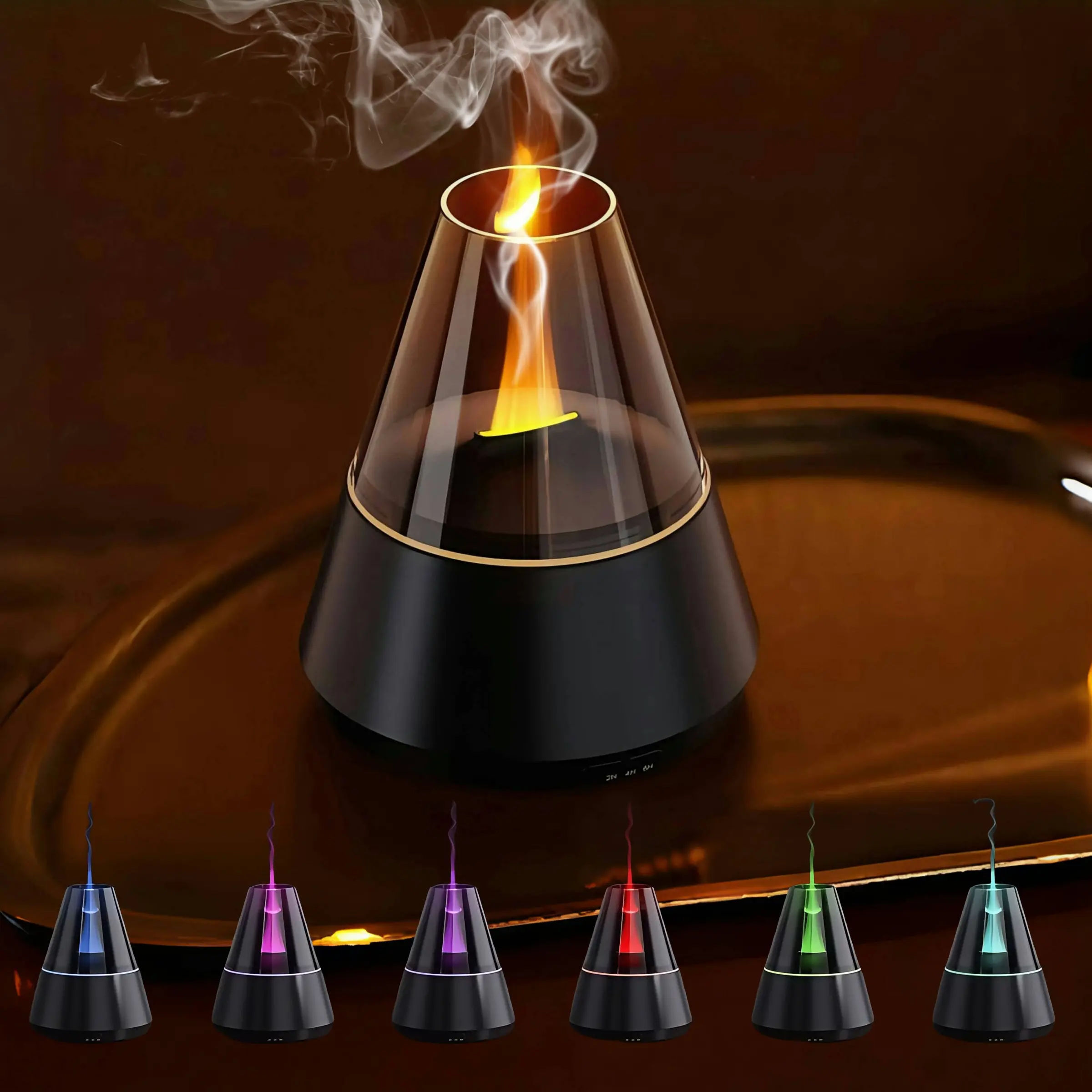 Aromatic diffuser humidifier, cold fog humidifier fragrance spray, six kinds of flame lights,Long lasting fragrance,Can be timed, no noise, suitable for family bedrooms, families, gifts