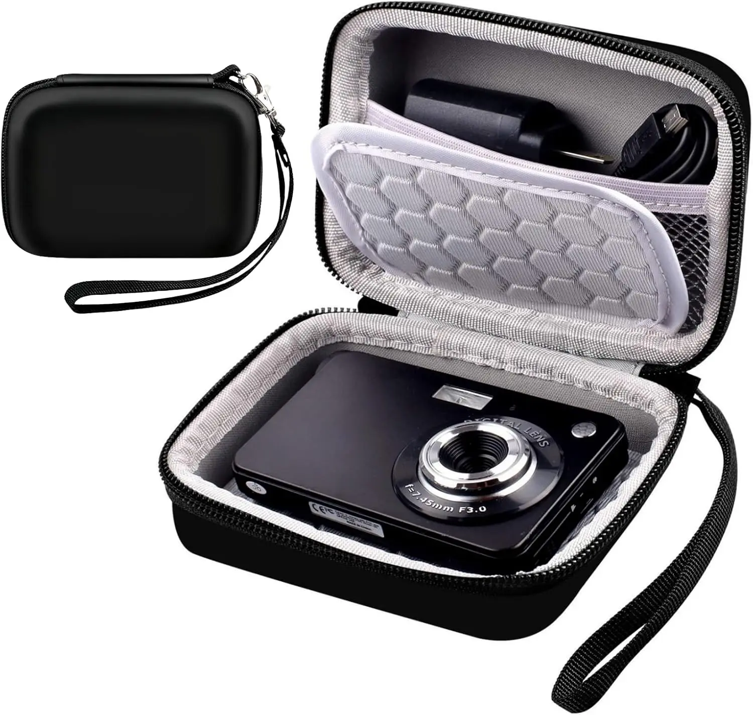Digital Camera Case Compatible with  PixPro/ PowerShot/ DSC, Hard Shell Camera Protective Carrying Bag for ,SD Card (Black)