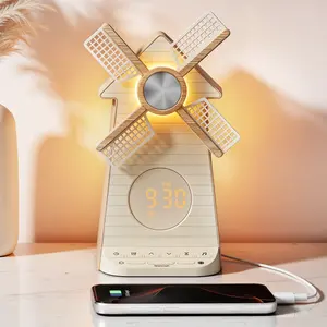 Reteyung Rotating Windmill Sunrise Clock, With Snooze & 10 Nature Sounds, 30/60/90 Timer, USB Charging Port, 15 Ringtones, 10 White Noises,Room Decor