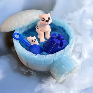 Winter Decor Igloo Zen Garden with Polar Bear figures and Sand Tools