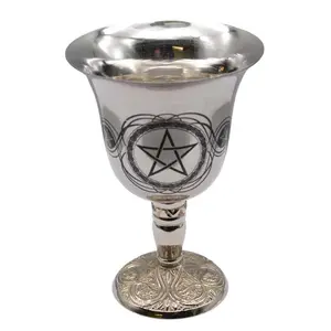 Pentagram Ritual Chalice – Stainless Steel Altar Cup for Pagan &amp; Witchcraft Ceremonies (4 3/4")