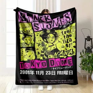 Punk Rock Anime Flannel Fleece Blanket - Iconic Nana Character Art, Ultra Soft Lightweight Plush, Anime-Style Graphic Illustrated Character Blanket for Living Room Couch, Perfect Birthday Gift for Music Fans, Anime-Style Blankets, Character Art Blankets