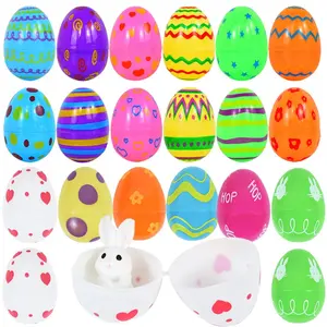 12/24Pcs Colorful Plastic Easter Eggs Easter Fillable Empty Eggs Candy Gifts Packaging Box Easter Decorations For Home Kids Gift