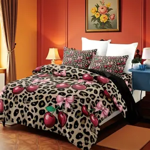 Tiger Print Bedding Set with Bow Design, Soft and Eye-Catching, Suitable for All Seasons, Essential Bedroom Must-Have