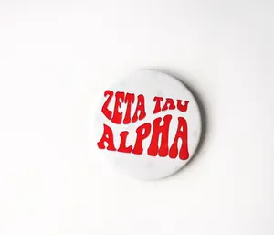 Zeta Tau Alpha Groovy Star Button - White