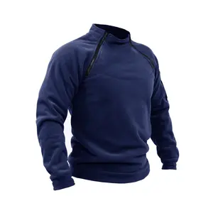 Men's winter fleece crewneck sweatshirt with zipper detail - combines comfort and style for outdoor and everyday wear, versatile for casual daily outfits, a must-have item for your winter wardrobe
