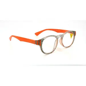 Grace, (Bling) Reading Glasses for Women W (Black Diamond, Tangerine) Genuine European Crystals (Metallic Silver, Orange)  NY Fifth Avenue