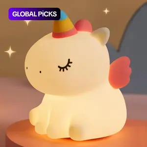 Cute Unicorn Design Night Light, 1 Count USB Rechargeable 3 Level Dimmable Silicone Night Light, Funny Office Desk and Bedroom Decor, Birthday Gift #GLOBAL PICKS