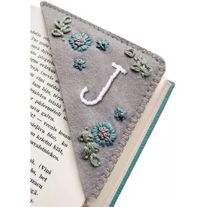 Home FurnishingsMOTEERLLU Personalized Hand Embroidered Corner Bookmark With A-Z Initial, Cute Book Markers For Reading Women, Book Lovers Gifts For Friends Mom & Teachers, 3.74"(Winter-J)