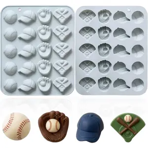 Baseball Chocolate Mold,Sports Theme Silicone Mold,20-Cavity Baseball Softball Bat Glove Silicone Fondant Candy Baking Mould for Sport Themed Party Cake Cupcake Topper Sugar Paste Decorating