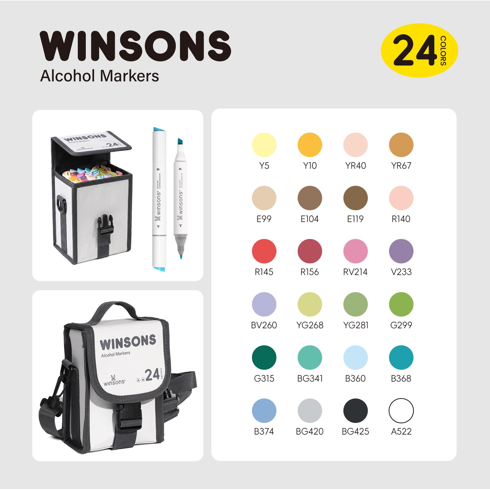 WINSONS Upgrade Dual Tip Alcohol Markers Set – Airbrush Compatible Professional Art Markers (24/48/72 Colors)