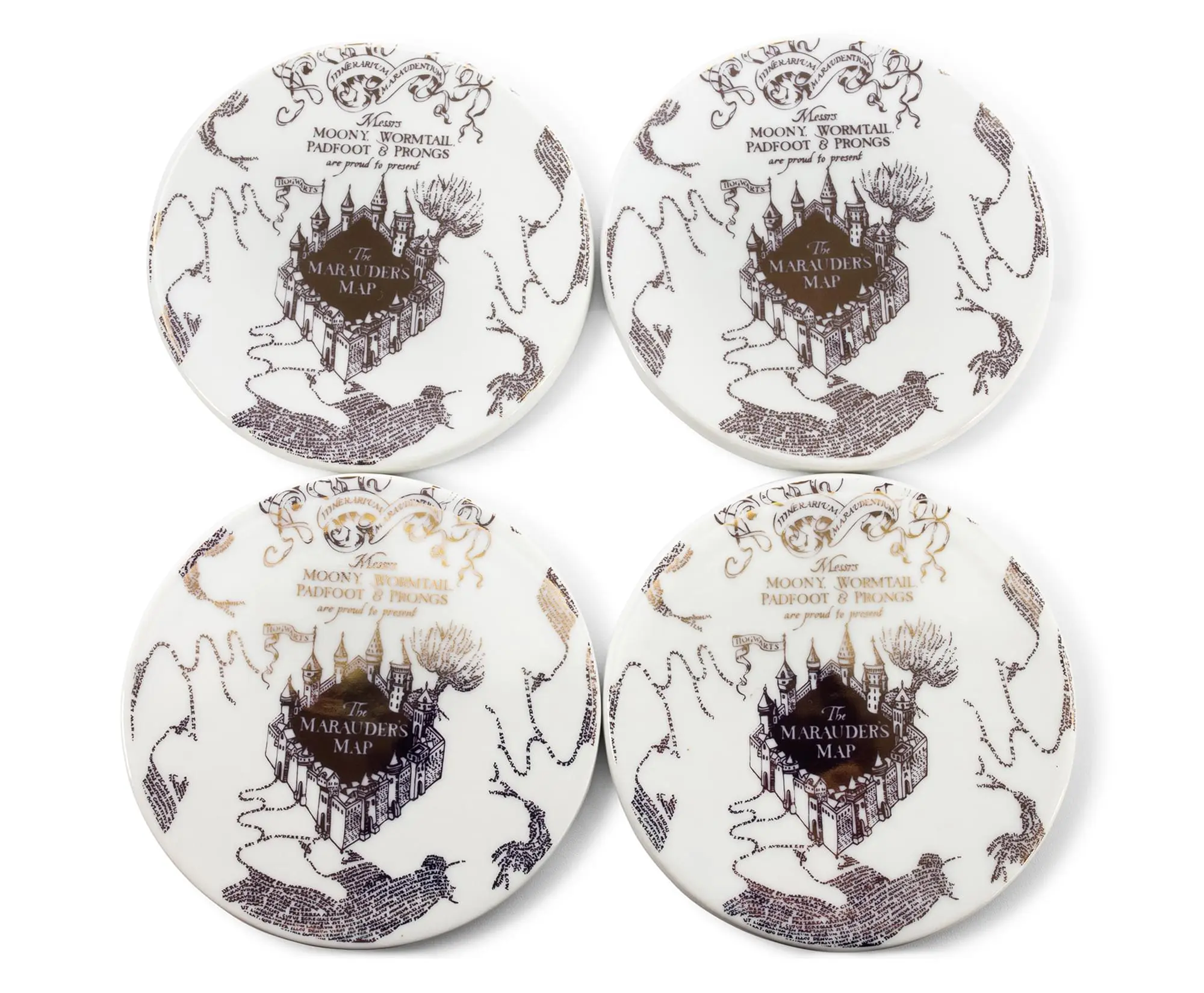 Harry Potter Marauder's Map Round Drink Coasters | Set of 4