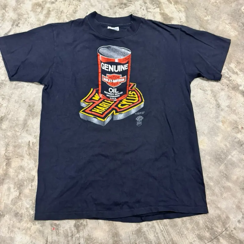 90s Vintage Harley Davidson 3D Emblem Custom-Fit Motorcycle T-Shirt for Automotive & Motorcycle Enthusiasts