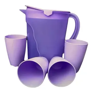 Brinkware Lilac Pitcher with 4 Cups 3.75 Liters 524 ml Each Set for Beverages