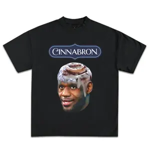 Cinnabron Lebron Meme T-Shirt, Funny Meme Shirt, Funny T-Shirt, Kingjames Shirt Casual Round Neck Cotton Fabric Menswear Soft Top Classic Gym Fitted