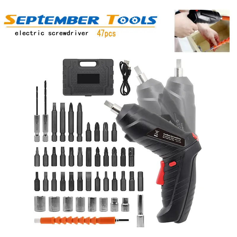 Rechargeable Cordless Drill Kit - 47PCS 3.6V 1800mAh Lithium Battery Mini Power Tools Set, Forward-Reverse Screwdriver, Portable Hardware Kit for Home Use