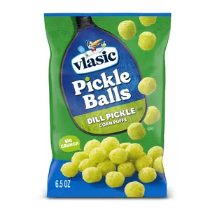 Vlasic Pickle Balls Corn Puffs | Dill Pickle or Spicy Dill Flavored Corn Puffs, 6.5 oz Bags | Available in 1, 2-Pack Combo, 3, 6 & 12 Pack