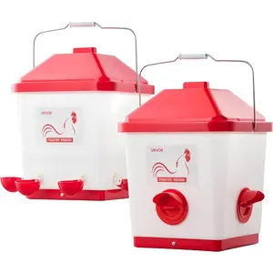 VEVOR Automatic Chicken Feeder Waterer Set, 5 Gallon/40 Pounds, Rain Proof Hanging Poultry Feeder with Water Cup No Waste, Automatic Gravity, Avoid Small Animals, Suitable for Chicken, Duck, TurkeyVEVOR Super Brand Day