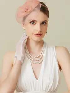 Women's Tea Party Hats Fascano Satin Box Bead Headpieces, Kentucky Derby Cocktail Bridal Wedding Bride Gifts, Mini Hats for Women and Girls, Bridal Accessory